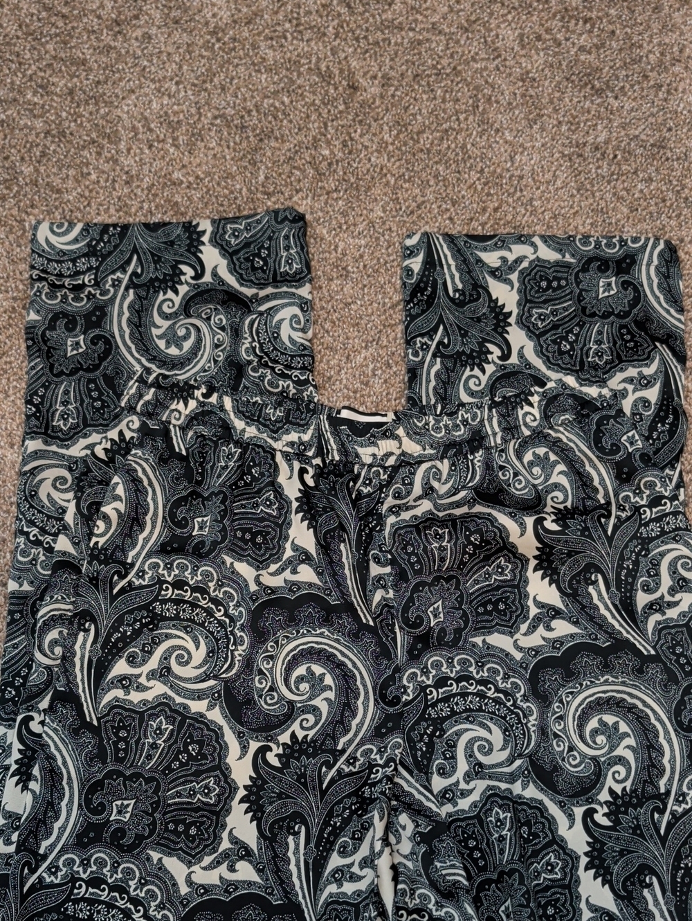 J. Crew Black & Cream Paisley Straight-Leg Pull-On Pants - Size 4 Tall - Picture 9 of 11